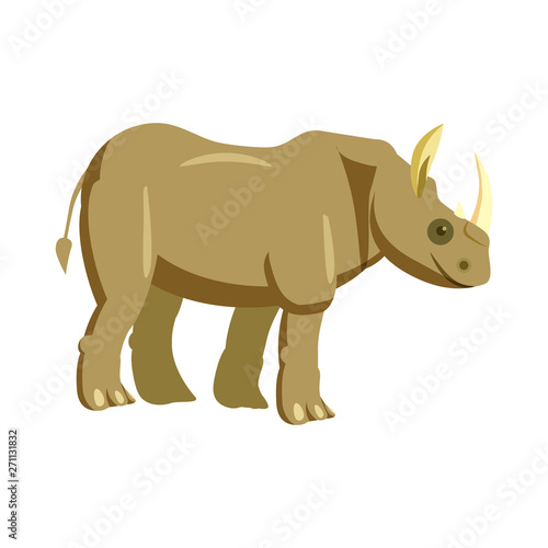 Cute rhinoceros  animal  trend cartoon style vector