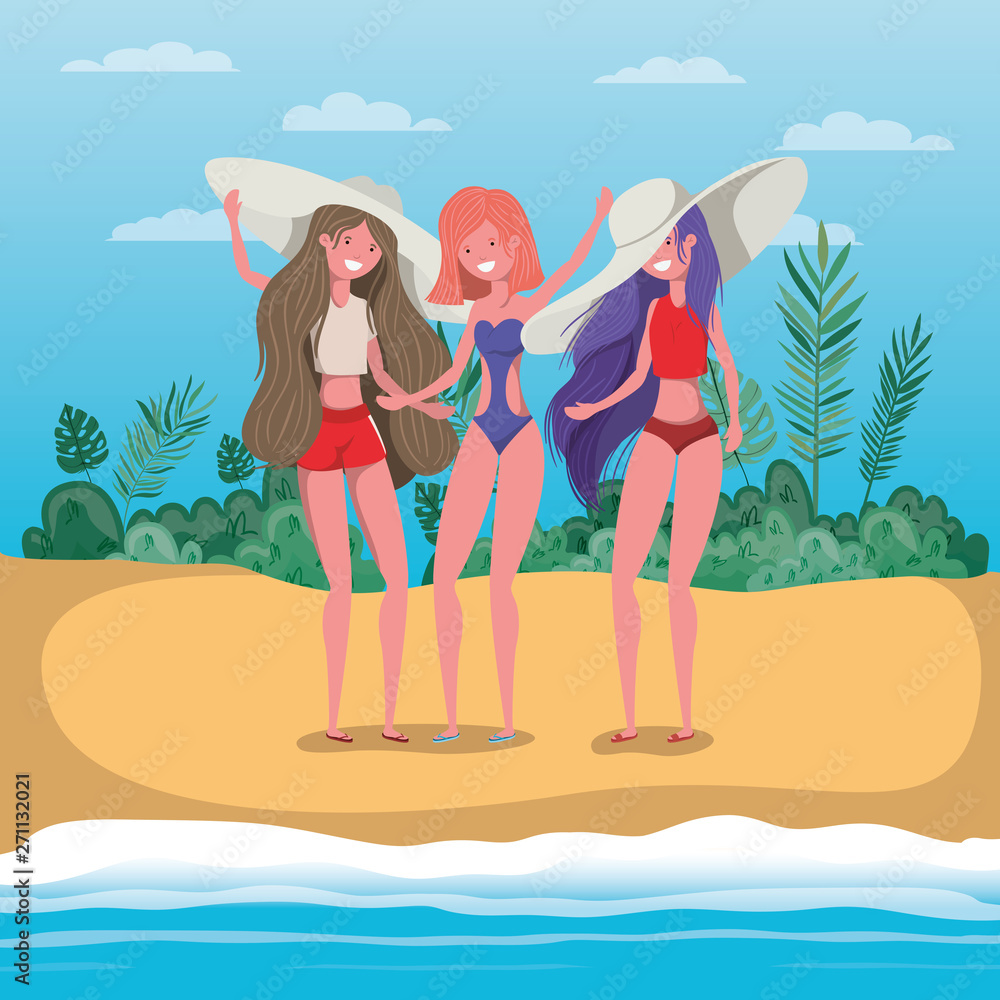 Girls with summer swimwear design Girls with summer swimwear design