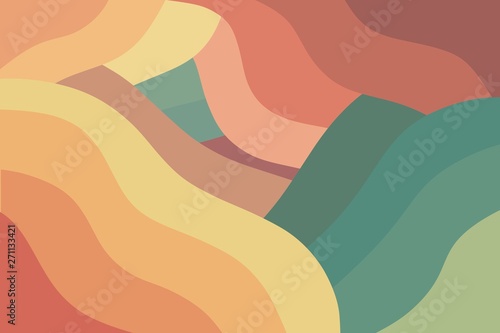 Wallpaper Mural Modern colorful wavy retro background