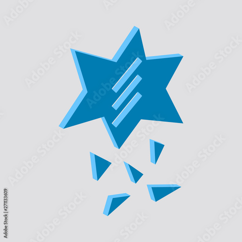 Broken glass icon.Isometric and 3D view.