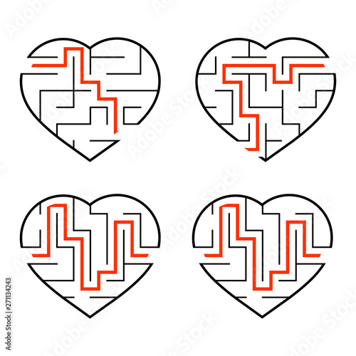 A set of mazes. Game for kids. Puzzle for children. Labyrinth conundrum. Find the right path. Vector illustration.