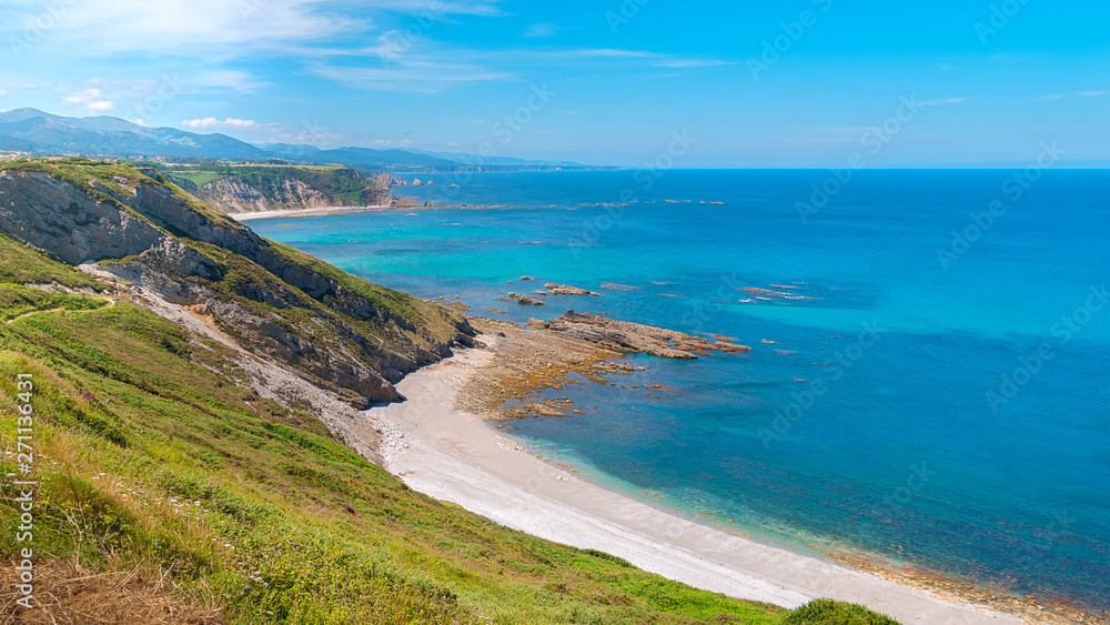 Beautiful seascape at the lighthouse Faro de Cabo Vidio, Cudillero, Asturias, Spain