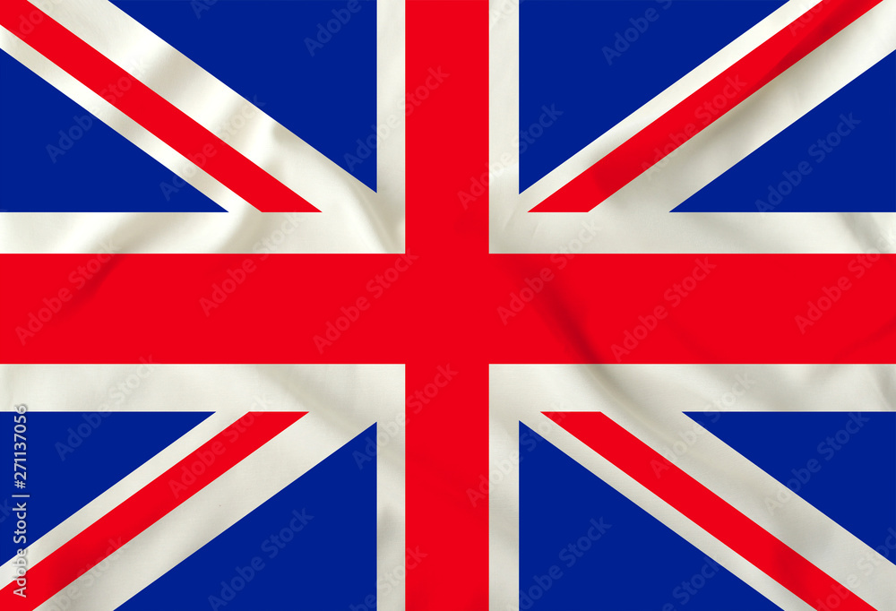 national flag of england on silk fabric with soft folds