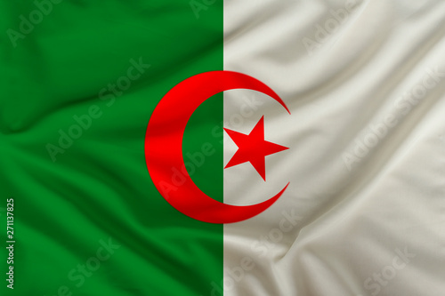 Algeria colored flag on silk with soft folds