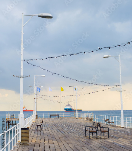 Wooden pier sea Limassol Cy...