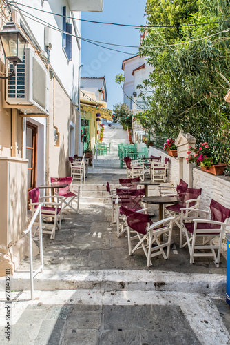 Traditional alleys at the Chora of Andros on a beautiful day © Stamatios