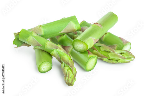 Fresh cut sprouts of asparagus isolated on white background