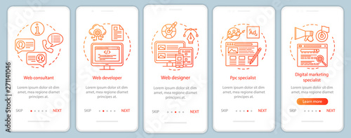 Web consulting onboarding mobile app page screen vector template