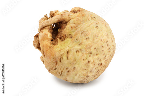 Fresh celery root isolated on white background