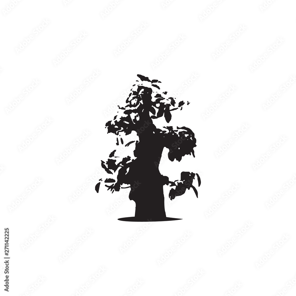 The black silhouette of a tree on an isolated background The black silhouette of a tree on an isolated background