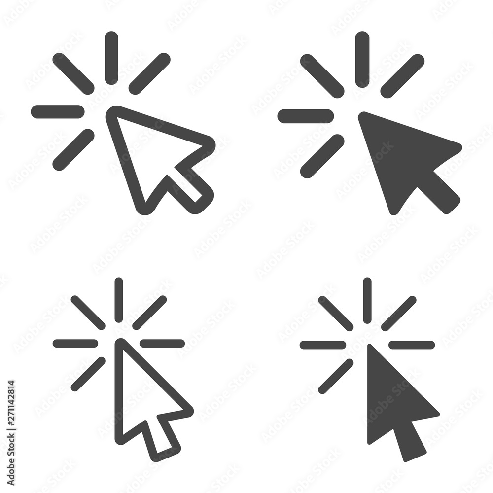 Click icon isolated on white background. Set of click icons. Click icon isolated on white background. Set of click icons.