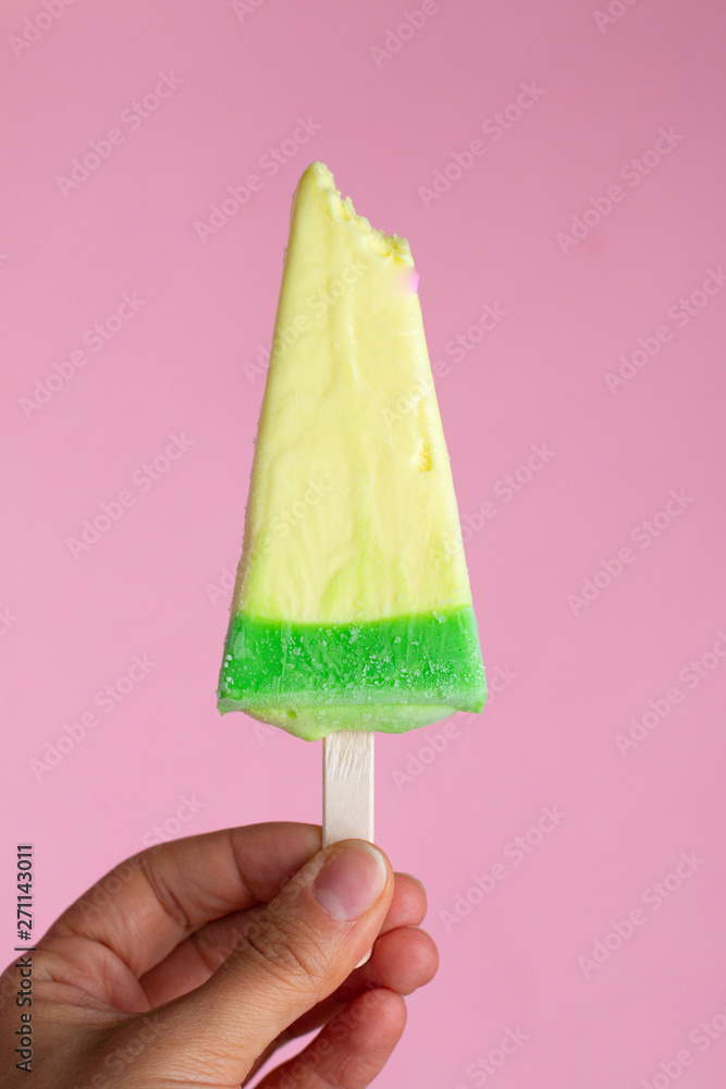 Colored ice cream isolated on pink Colored ice cream isolated on pink