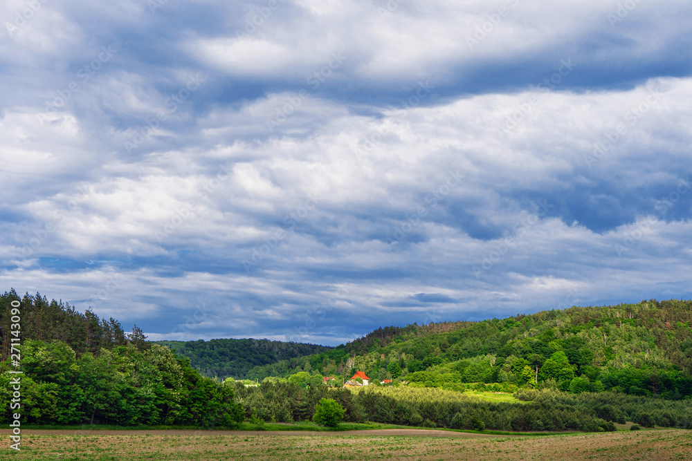 house in the mountains sky clouds