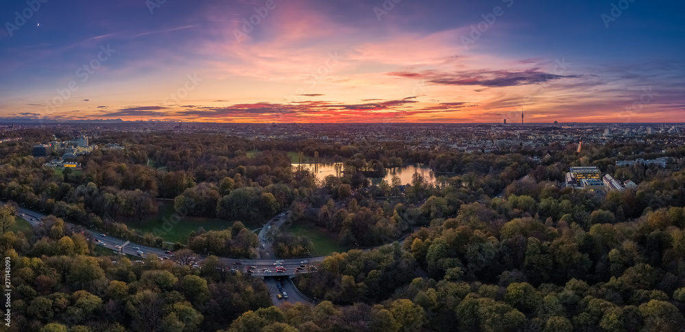 Munich Aerial panoramic view by a drone.
