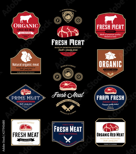 Butcher shop logo, labels and design elements