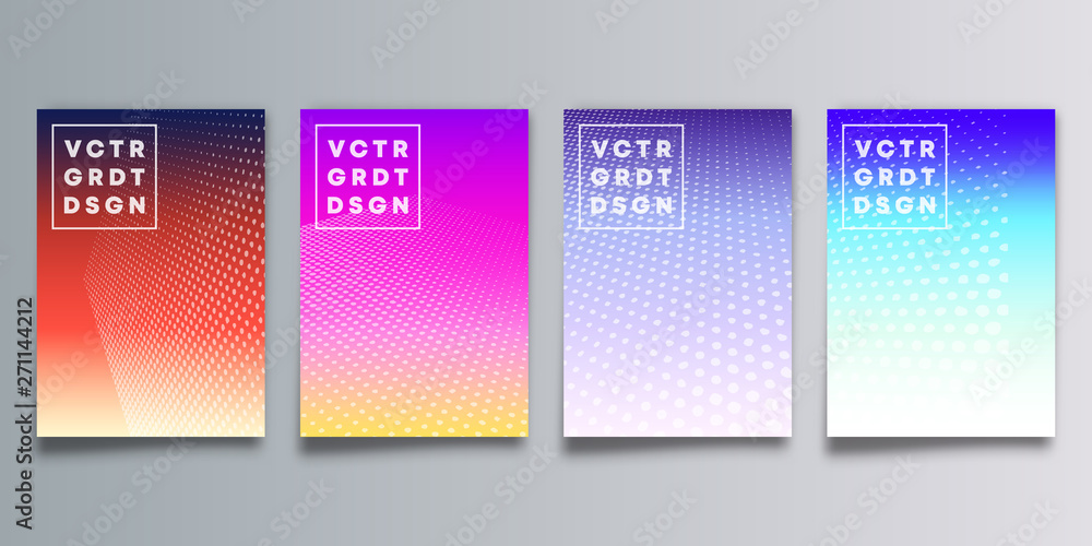 Set of colorful gradient cover with halftone pattern for flyer, poster, brochure, typography or other printing products