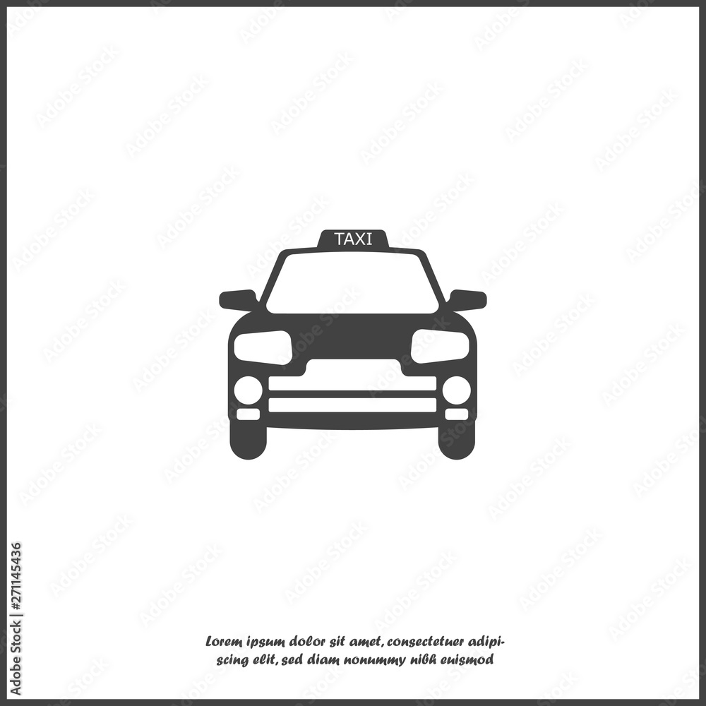 Taxi car vector icon  on white isolated background.  Layers grouped for easy editing illustration.