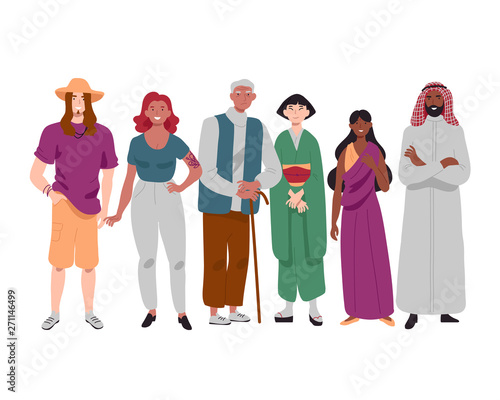 Group of diverse multi-ethnic people standing together.