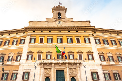 Montecitorio Palace, seat of Italian Chamber of Deputies. Italian Parliament building, Rome, Italy