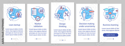 Startup principles onboarding mobile app page screen with linear concepts