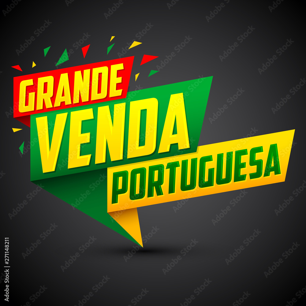 Grande venda Portuguesa, Portuguese Big sale Portuguese text, vector modern colorful banner