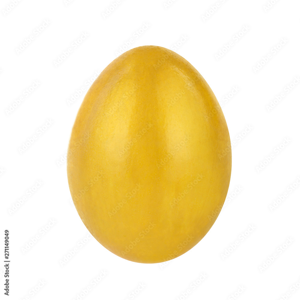 golden chicken egg isolated on white background