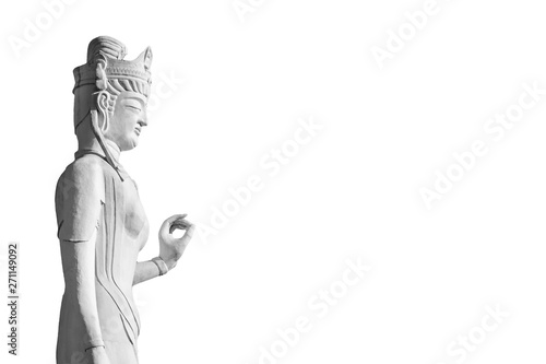 Buddha Sculpture Over White Background