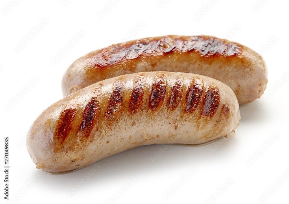 grilled sausages on white background grilled sausages on white background