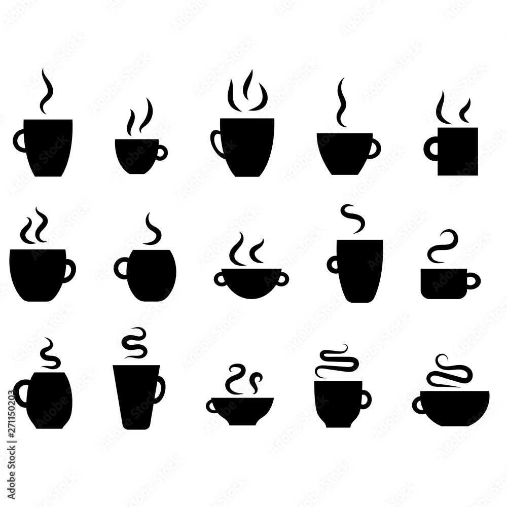 White background. Modern vector design. Creation set. People icon set. Tea cup. Coffee mug vector.