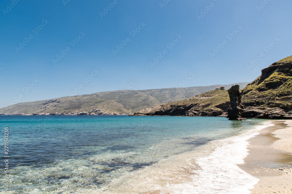 Tis Grias to Pidima beautiful Turquoise   beach, Greece, Cyclades islands, Andros island,