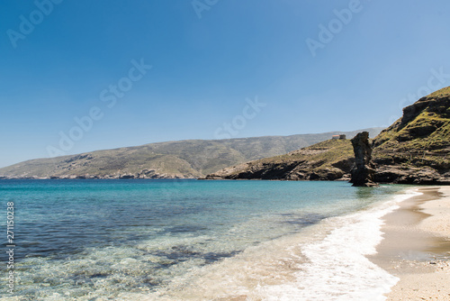 Tis Grias to Pidima beautiful Turquoise beach, Greece, Cyclades islands, Andros island,