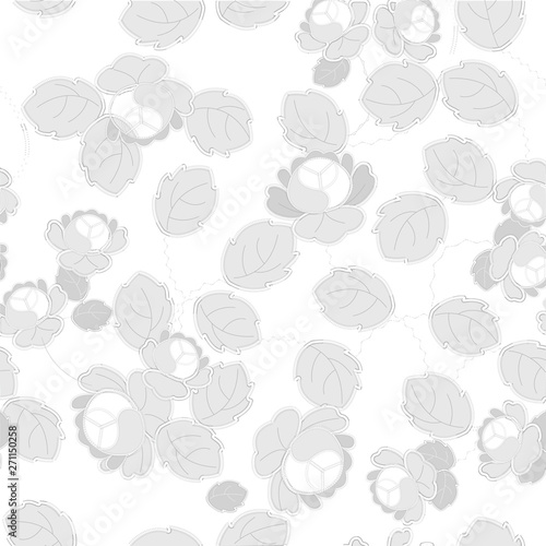 Gray Richelieu embroidery patterns on the white background as seamless pattern.