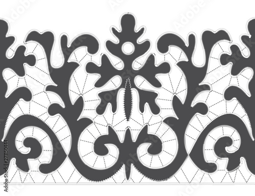 Bild auf Leinwand Gray Richelieu embroidery patterns on the white background as decorative pattern