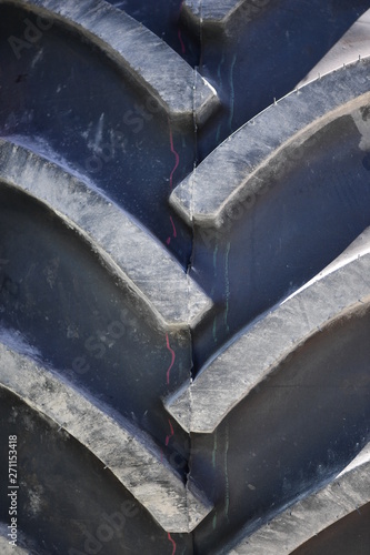 Partially view of a new truck tire.