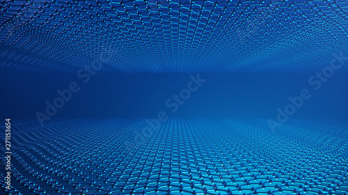 3d Illustration structure of the graphene or carbon surface, abstract nanotechnology hexagonal geometric form close-up, concept graphene atomic structure, concept graphene molecular structure.