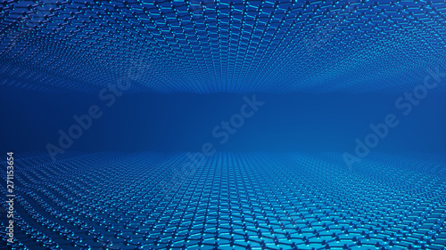 3d Illustration structure of the graphene or carbon surface, abstract nanotechnology hexagonal geometric form close-up, concept graphene atomic structure, concept graphene molecular structure. photo