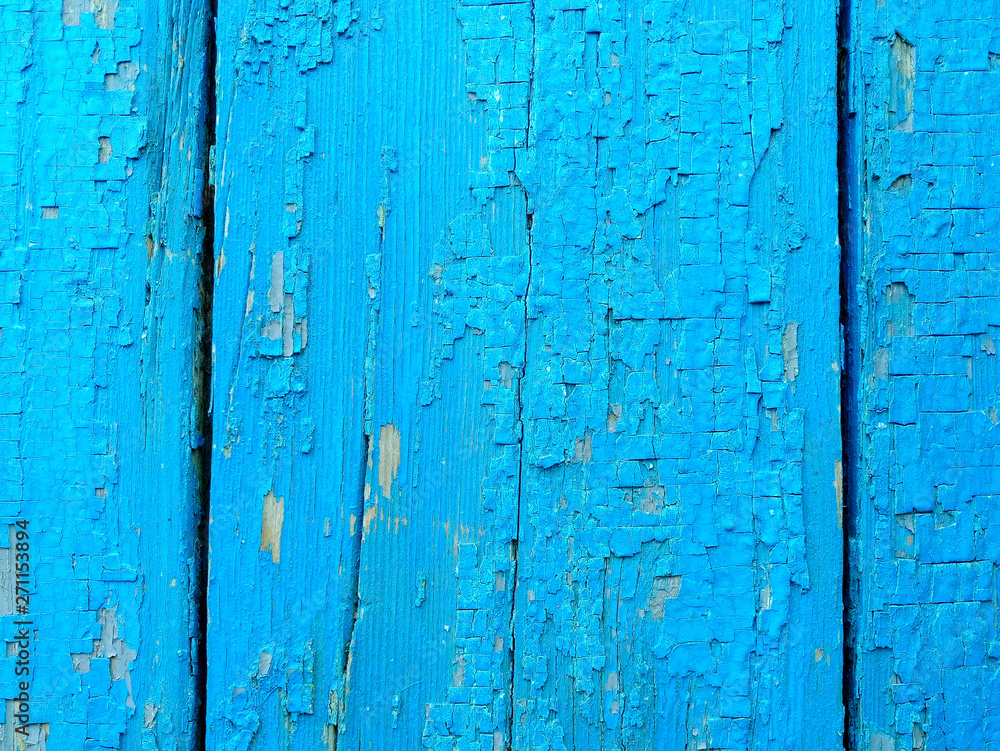 texture of old painted shabby rustic wooden fence made of planks, with rusty nails, grunge background