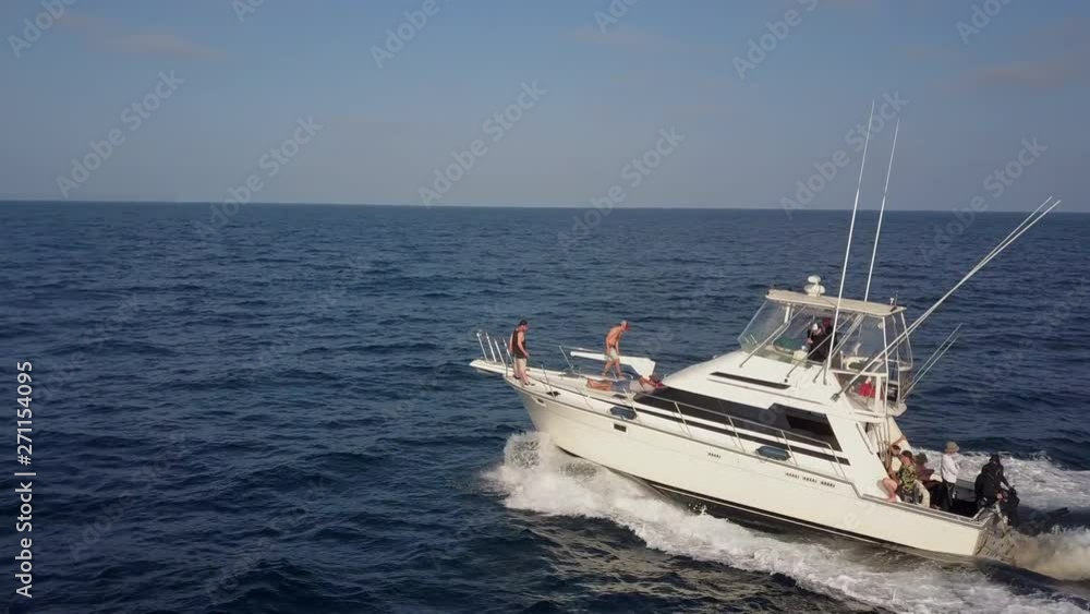 Aerial: Fishing Boat Cruising Over the Pacific Ocean - San Diego, California Aerial: Fishing Boat Cruising Over the Pacific Ocean - San Diego, California