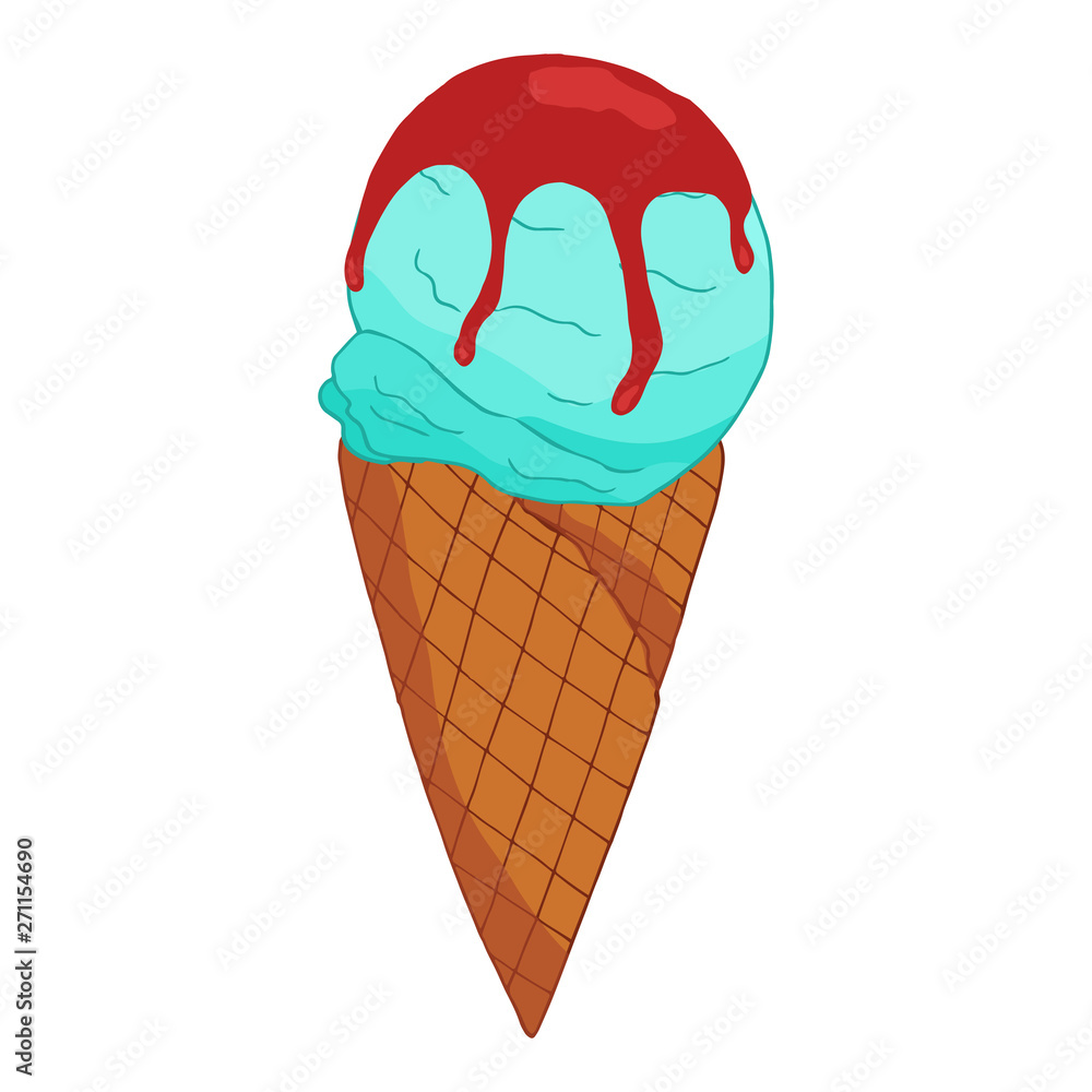 Hand drawn blue ice cream with chocolate Hand drawn blue ice cream with chocolate