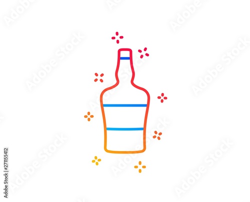 Scotch bottle line icon. Brandy alcohol sign. Gradient design elements. Linear scotch bottle icon. Random shapes. Vector