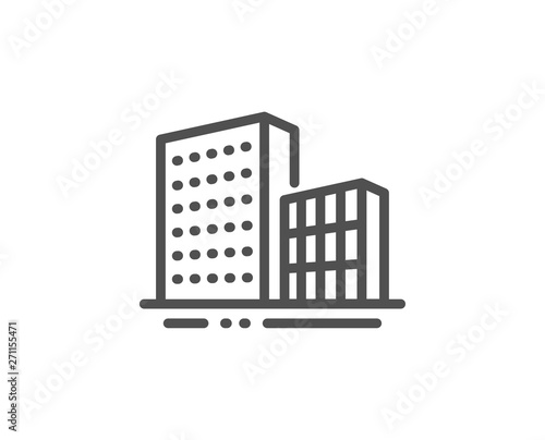 Buildings line icon. City architecture sign. Skyscraper building symbol. Quality design element. Linear style buildings icon. Editable stroke. Vector © blankstock
