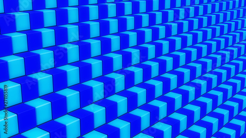 Blue Checkered Cubes in 3D Background