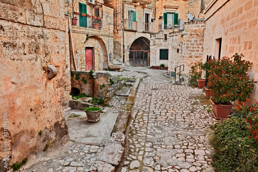 Matera, Basilicata, Italy: ancient alley in the old town called Sassi di Matera