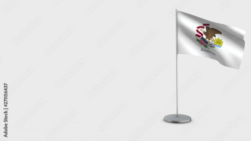 Illinois waving flag animation on Flagpole. Perfect for background with space on the left side. Illinois waving flag animation on Flagpole. Perfect for background with space on the left side.