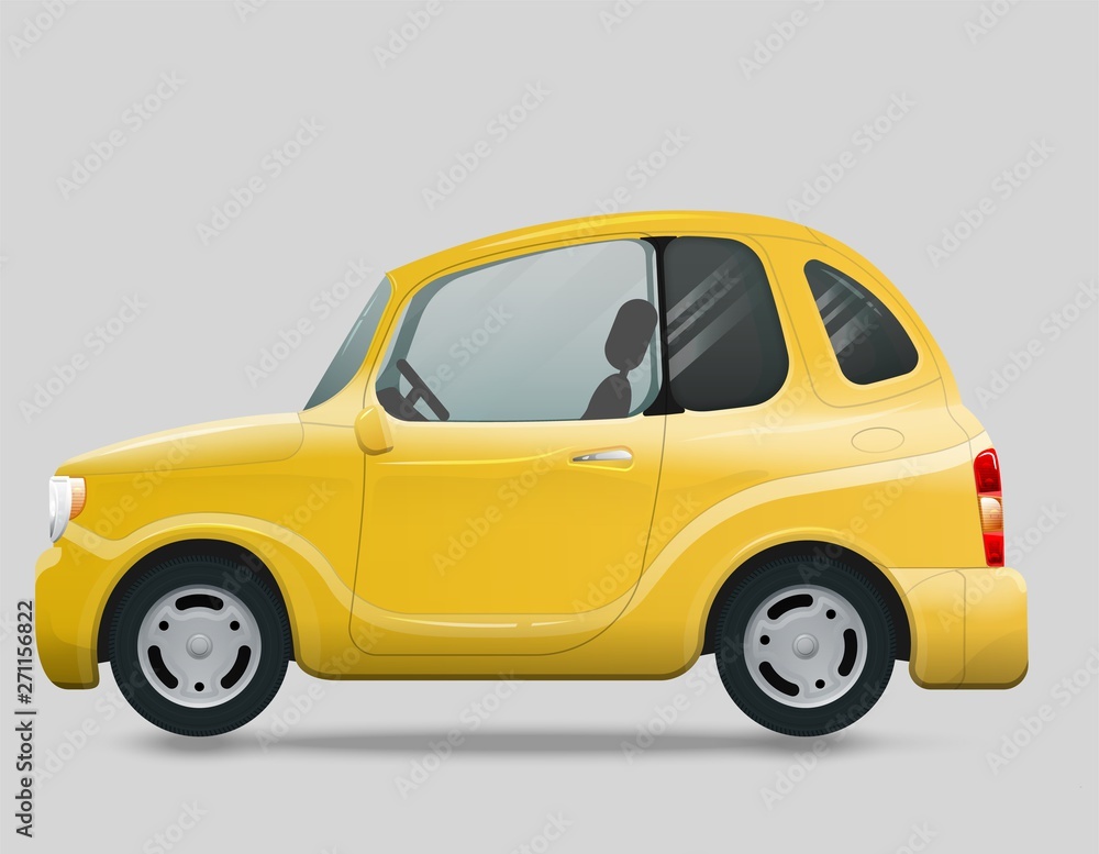 Fototapeta premium Mini car vector on white. View from side. Kei car illustration
