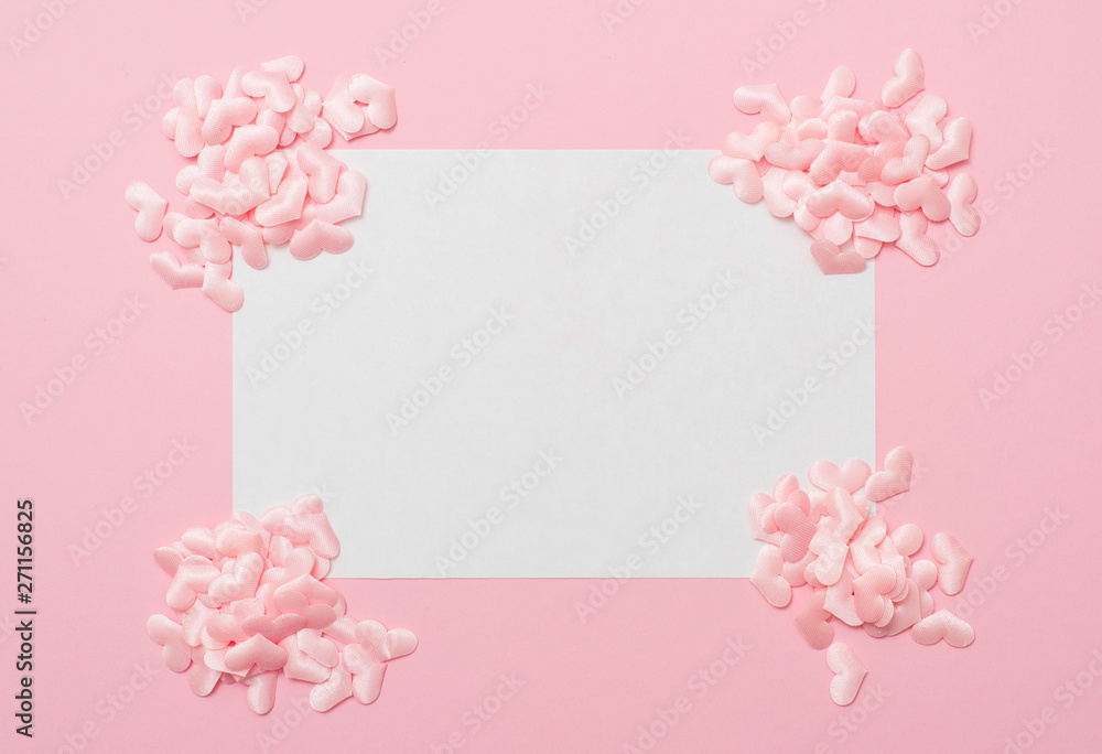 Pink heart shape decoration background. Holiday concept
