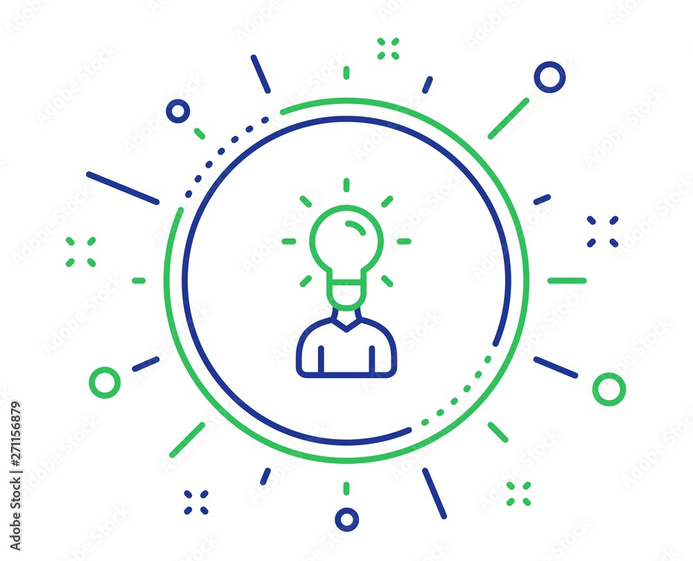 Human silhouette with Idea lamp line icon. Business or Education concept sign. Quality design elements. Technology education button. Editable stroke. Vector Human silhouette with Idea lamp line icon. Business or Education concept sign. Quality design elements. Technology education button. Editable stroke. Vector