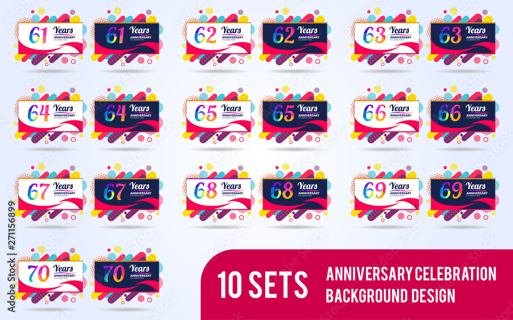 set of pop anniversary modern design elements background set of pop anniversary modern design elements background