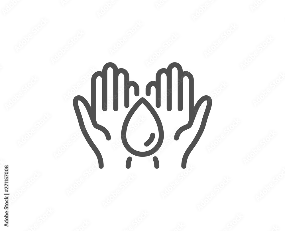 Fototapeta premium Safe water line icon. Fluid sign. Ecology energy symbol. Quality design element. Linear style safe water icon. Editable stroke. Vector