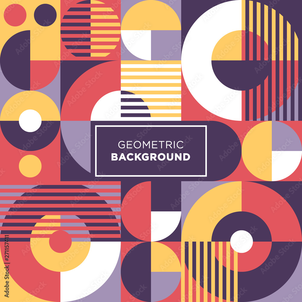 Abstract Colorful Circle Shapes Background with Bauhaus Style
